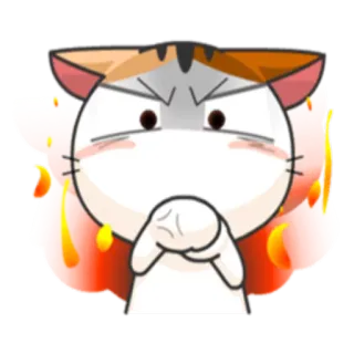 😡 gato, bravo, irritado, desenho, fogo, meme, fofo telegram sticker