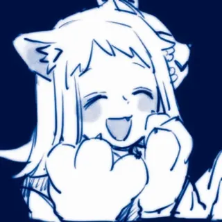 ✉️ Anime, Kocia dziewczyna, Środkowy palec, Obraźliwe, Kreskówka, Gest, Uszy zwierząt telegram sticker