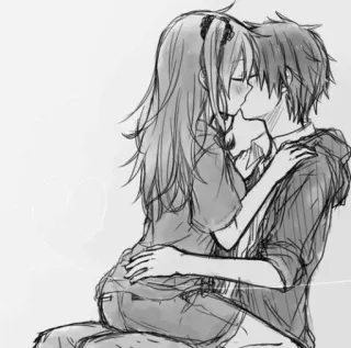 💗 Anime, Beijo, Romance, Casal, Desenho telegram sticker