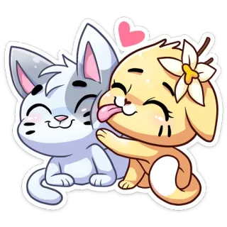 🥰 gatto, cane, animali, amicizia, carino, adesivo, cartone animato telegram sticker