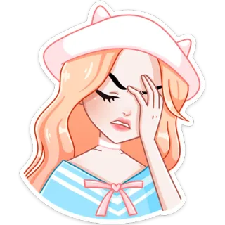 🤦 Мультик, Девушка, Расстроена, Раздражена, Разочарована, Facepalm telegram sticker
