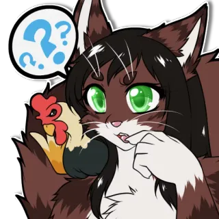 ❓ cat, animal, question, chicken, sticker, cartoon telegram sticker
