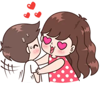 😍 amour, baiser, coeurs, couple, dessin animé, romance, mignon telegram sticker