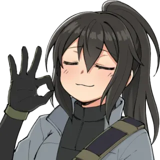 👌 garota anime, sinal OK, anime, personagem, rabo de cavalo, sorriso telegram sticker