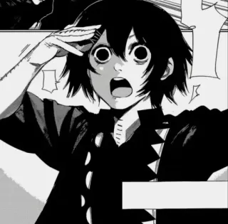 🕷 anime, manga, shocked, surprised, black and white telegram sticker