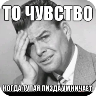 ✋ ТО ЧУВСТВО КОГДА ТУПАЯ ПИЗДА УМНИЧАЕТ meme, offensive, reaction, expression, vintage, slang telegram sticker