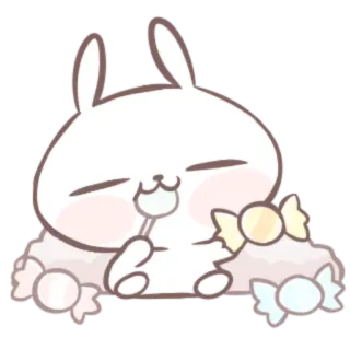 🍒 conejo, conejo, caramelo, lindo, kawaii, dulce, postre, animal telegram sticker