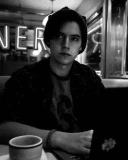 ☹️ Jughead Jones Riverdale Jughead Jones, Riverdale, Cole Sprouse, dramat młodzieżowy, serial TV, nastolatek telegram sticker