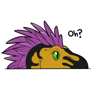 👀 OH? 공룡, 어, 질문, 파충류, 동물, 깃털 telegram sticker