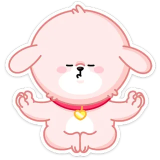 🐕 cachorro, fofo, meditação, desenho animado, rosa, relaxar, kawaii telegram sticker