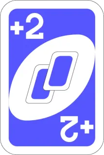 ➕ +2 kaartspel, Uno, +2, blauw telegram sticker