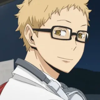 ✨ Tsukishima Kei Haikyuu!! Tsukishima Kei, Haikyuu, anime, character, glasses, blonde hair telegram sticker