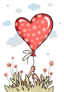 ❤️ coeur, ballon, amour, mignon, romantique, mains, fleurs, ciel telegram sticker