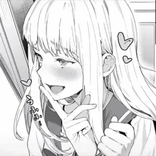 😼 Anime, Manga, Fille, Écolière, Mignon, Coeurs, Signe de paix whatsapp sticker