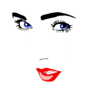 🙁 cara, ojos, labios, dibujos animados, maquillaje telegram sticker