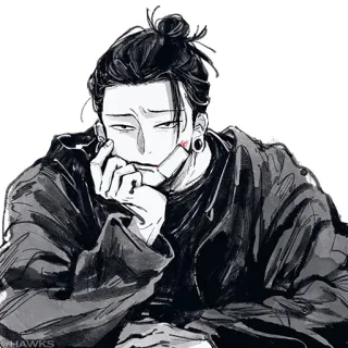 😒 Anime, Manga, Chignon homme, Art, Dessin, Personnage telegram sticker