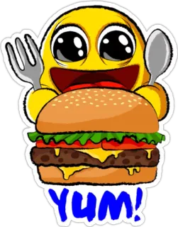 🍴 YUM! cibo, hamburger, emoji, delizioso, gnam, cartoni animati telegram sticker