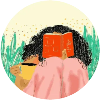 🌸 чтение, книга, кофе, отдых, женщина telegram sticker