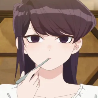 ❓ Komi Shouko Komi Can't Communicate 애니메이션, 코미 양은 커뮤증입니다, 코미 쇼코, 귀여운, 여고생, 먹방 telegram sticker