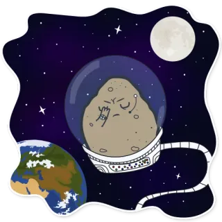 🤦 space, moon, earth, astronaut, middle finger, stars, galaxy telegram sticker