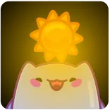 ☀️ carino, gatto, viola, sole, cartone animato, personaggio telegram sticker