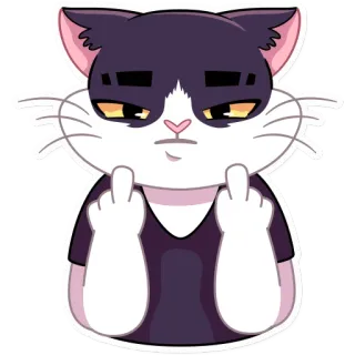 🖕 кот, средний палец, оскорбительный жест, грубый, стикер, мультфильм telegram sticker