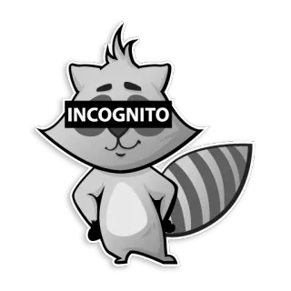 😎 INCOGNITO guaxinim, incógnito, anônimo, disfarce, máscara, desenho animado telegram sticker