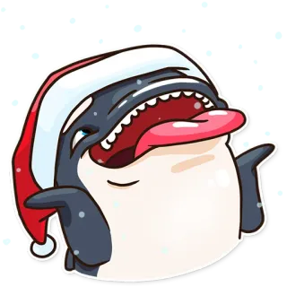 ❄️ orca, whale, santa hat, christmas, cartoon, animal, sticker telegram sticker