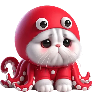 😞 cat, octopus, cute, sticker, animal, kawaii telegram sticker
