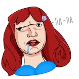 😟 ЛА-ЛА kartun, wanita, rambut merah, stiker, lalala whatsapp sticker