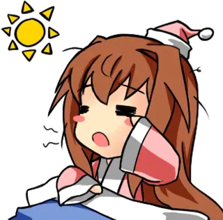 ☀ fille anime, endormi(e), fatigué(e), mignon(ne), dessin animé whatsapp sticker