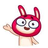 👋 cartoon, character, waving, red, bunny, happy telegram sticker