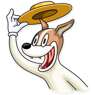 👋 anjing, kartun, binatang, topi, bahagia whatsapp sticker