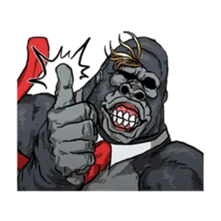 😉 gorilla, suit, thumbs up, cartoon, ape, approval whatsapp sticker