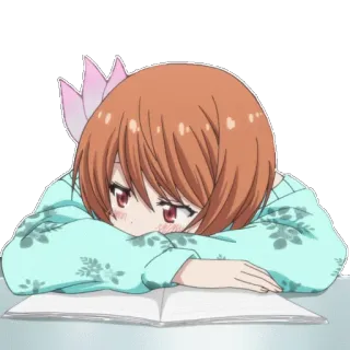 😗 аниме, девушка, грустно, мило, каваий, манга, сонная whatsapp sticker
