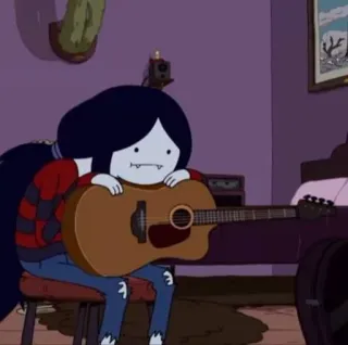 🌿 Marceline Adventure Time cartoon, vampire, guitar, music, animated, tv show telegram sticker