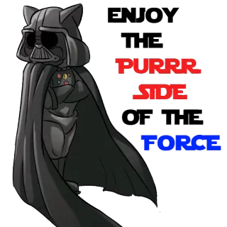 🤖 Darth Vader Star Wars DARK SIDE
PURRR SIDE
CAT FORCE darth vader, star wars, katze, dunkle seite, lustig, parodie, fandom telegram sticker