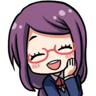 ☺️ Anime, Mignon, Fille, Lunettes, Chibi telegram sticker