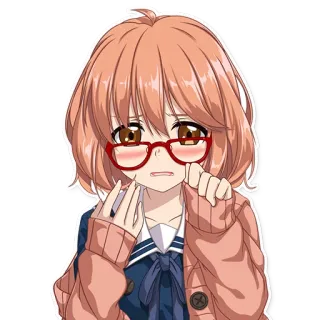 😊 Mirai Kuriyama Beyond the Boundary Anime, Mädchen, Süß, Brille, Charakter, Beyond the Boundary, Mirai Kuriyama telegram sticker
