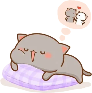 🌛 chat, dormir, dessin animé, mignon, amour, oreiller telegram sticker