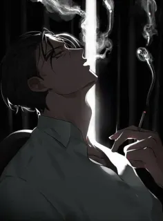 🚬 Rauchen, Zigarette, Mann, Anime, Porträt, Kunstwerk whatsapp sticker