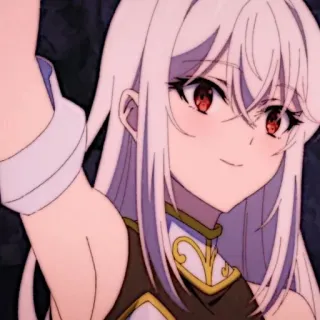 🍪 anime, girl, character, red eyes, white hair, smile telegram sticker