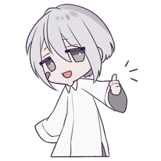 👍 Anime, Chibi, Cartoon, Personage, Duim omhoog, Positief telegram sticker