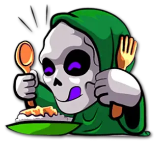 🍴 저승사자, 해골, 음식, 먹기, 만화, 죽음, 웃긴 telegram sticker