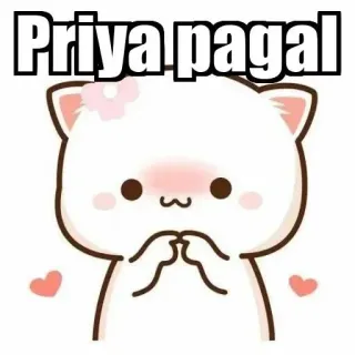 ⚜ Priya pagal dessin animé, chat, mignon, animé, autocollant whatsapp sticker