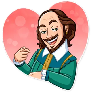 ❤️ William Shakespeare Shakespeare, autor, escritor, dramaturgo, corazón, dibujos animados telegram sticker