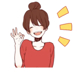 👌 anime girl, okay sign, happy, cute, friendly, cartoon, character whatsapp sticker