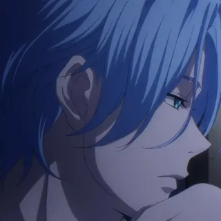 💎 anime, blue hair, portrait, animated, character telegram sticker