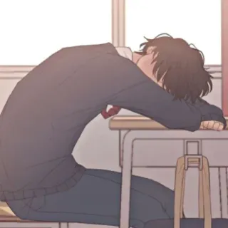 💗 애니메이션, 학생, 슬픈, 피곤한, 학교 telegram sticker