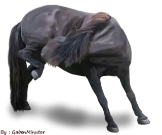 🍌 лошадь, животное, черный, млекопитающее telegram sticker